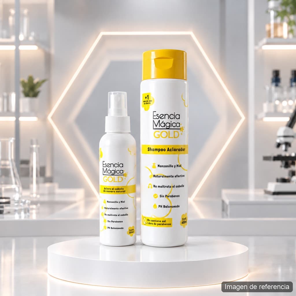 Kit Esencia Mágica GOLD · shampoo aclarador + spray aclarante