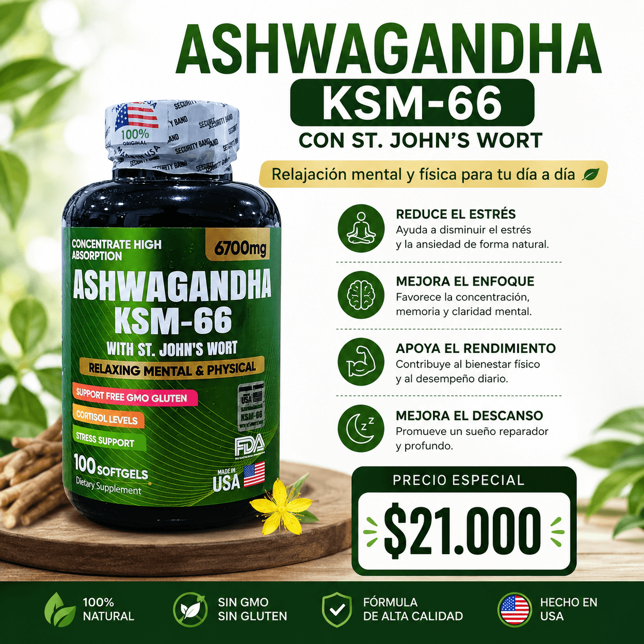 Ashwagandha original KSM66 x100 softgels