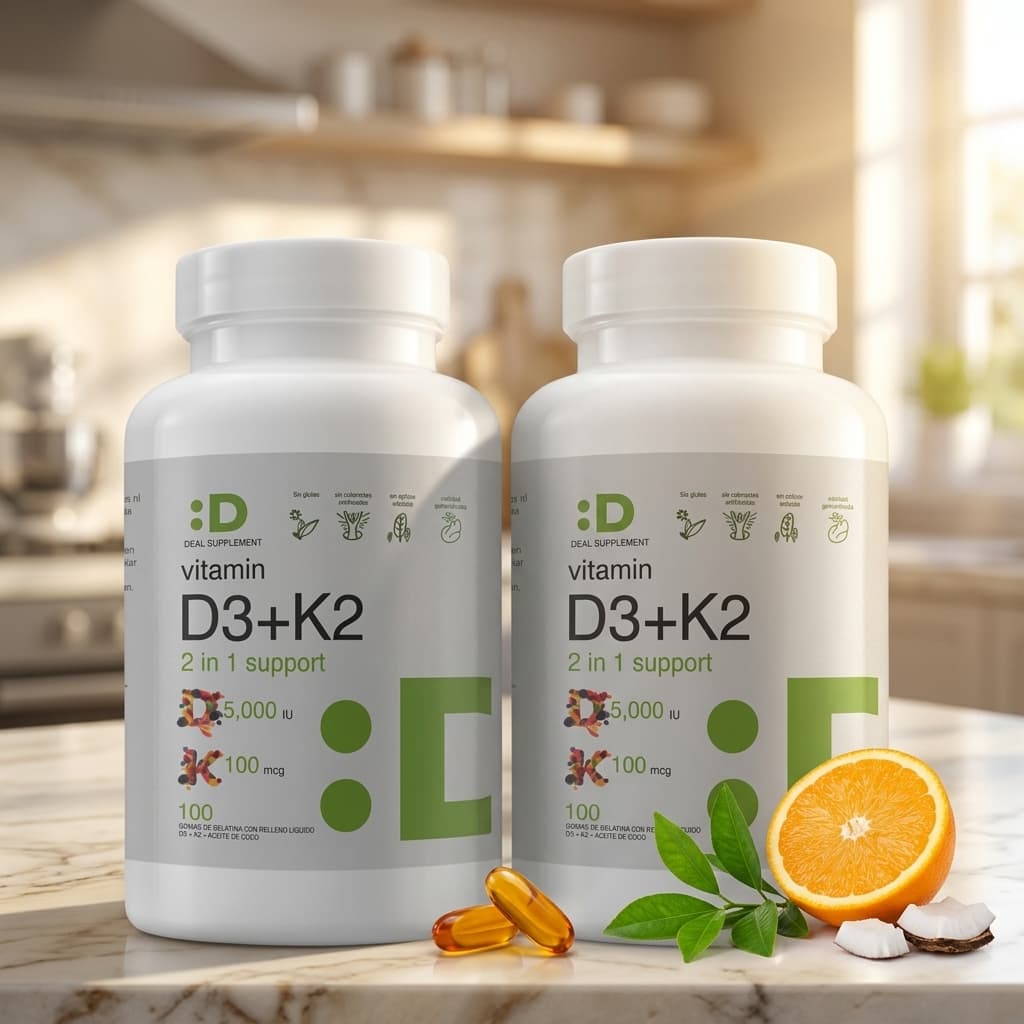 Vitamina D3 + K2 · pack x2 frascos de 100 cápsulas