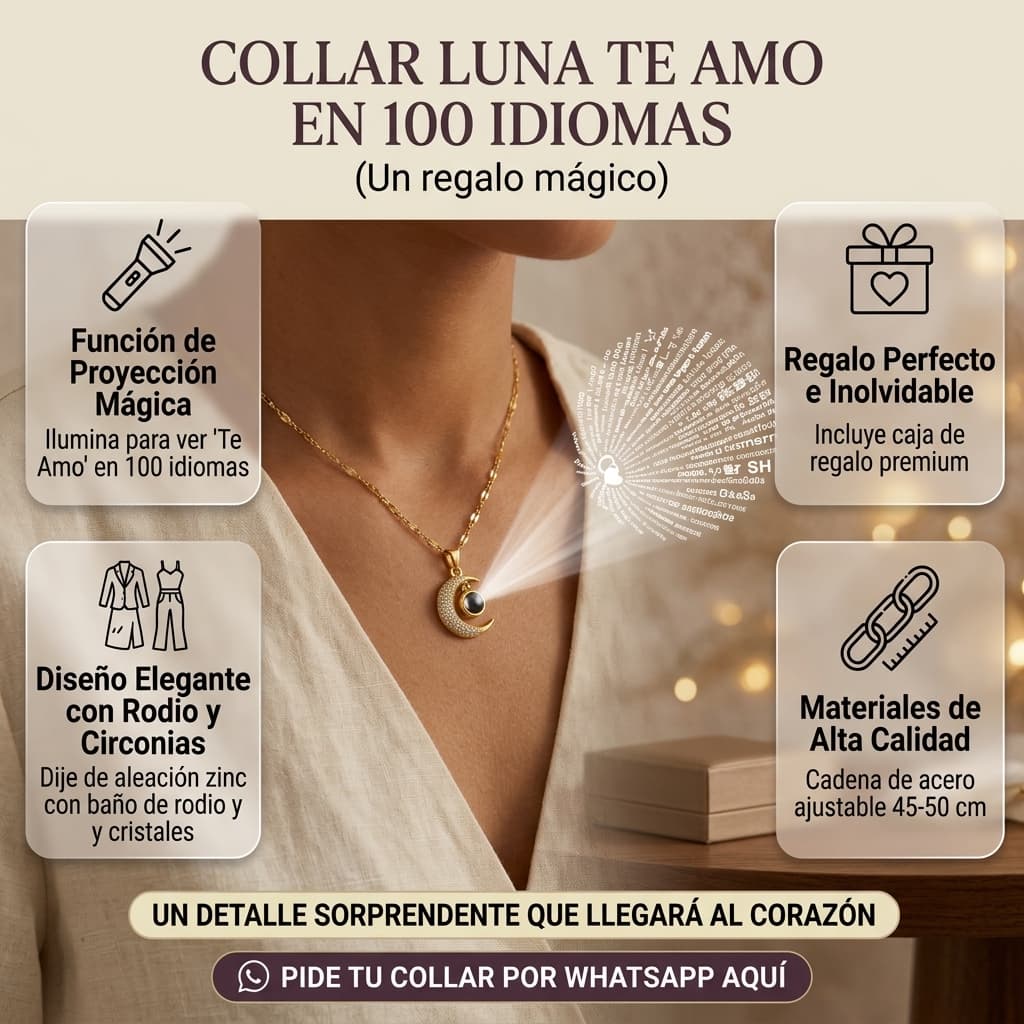 Collar Luna Te Amo en 100 Idiomas