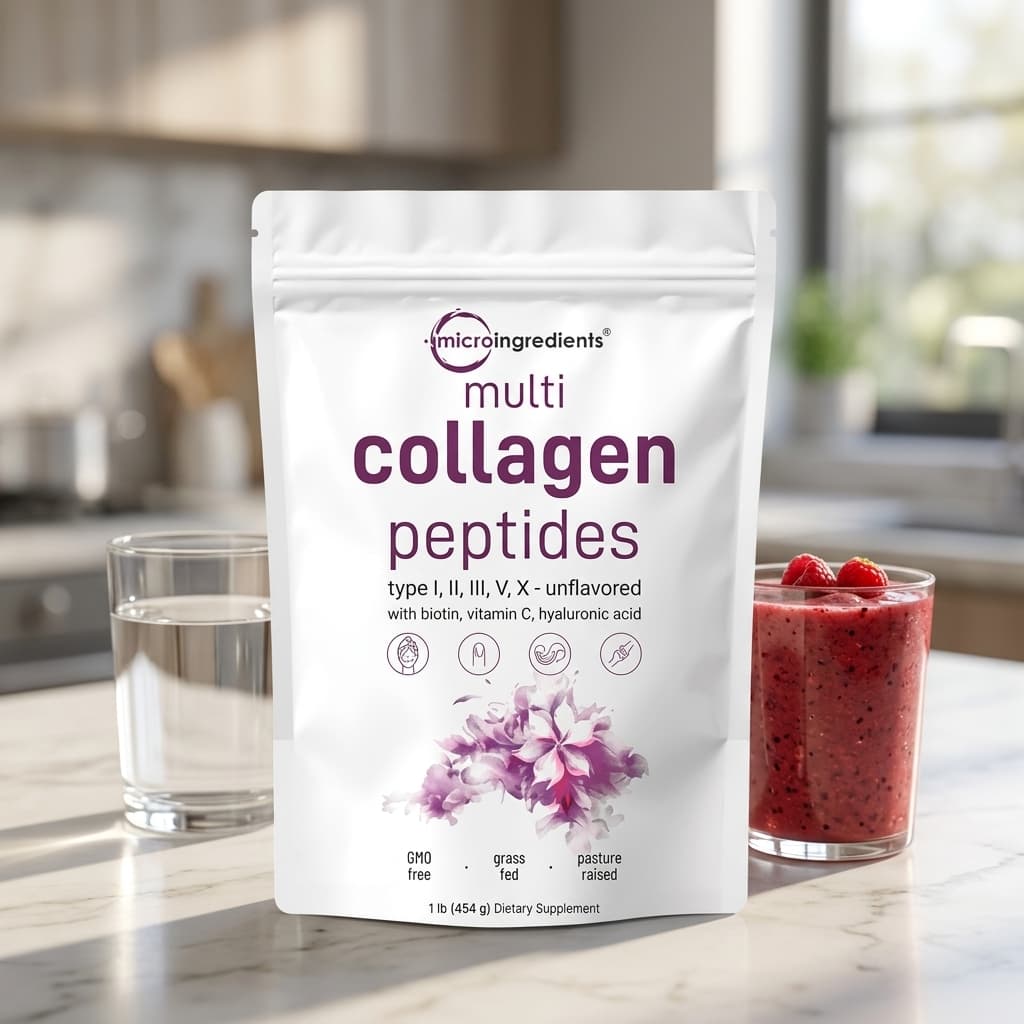 Multi Collagen Peptides en polvo · colágeno tipos I, II, III, V y X con biotina · 454 g
