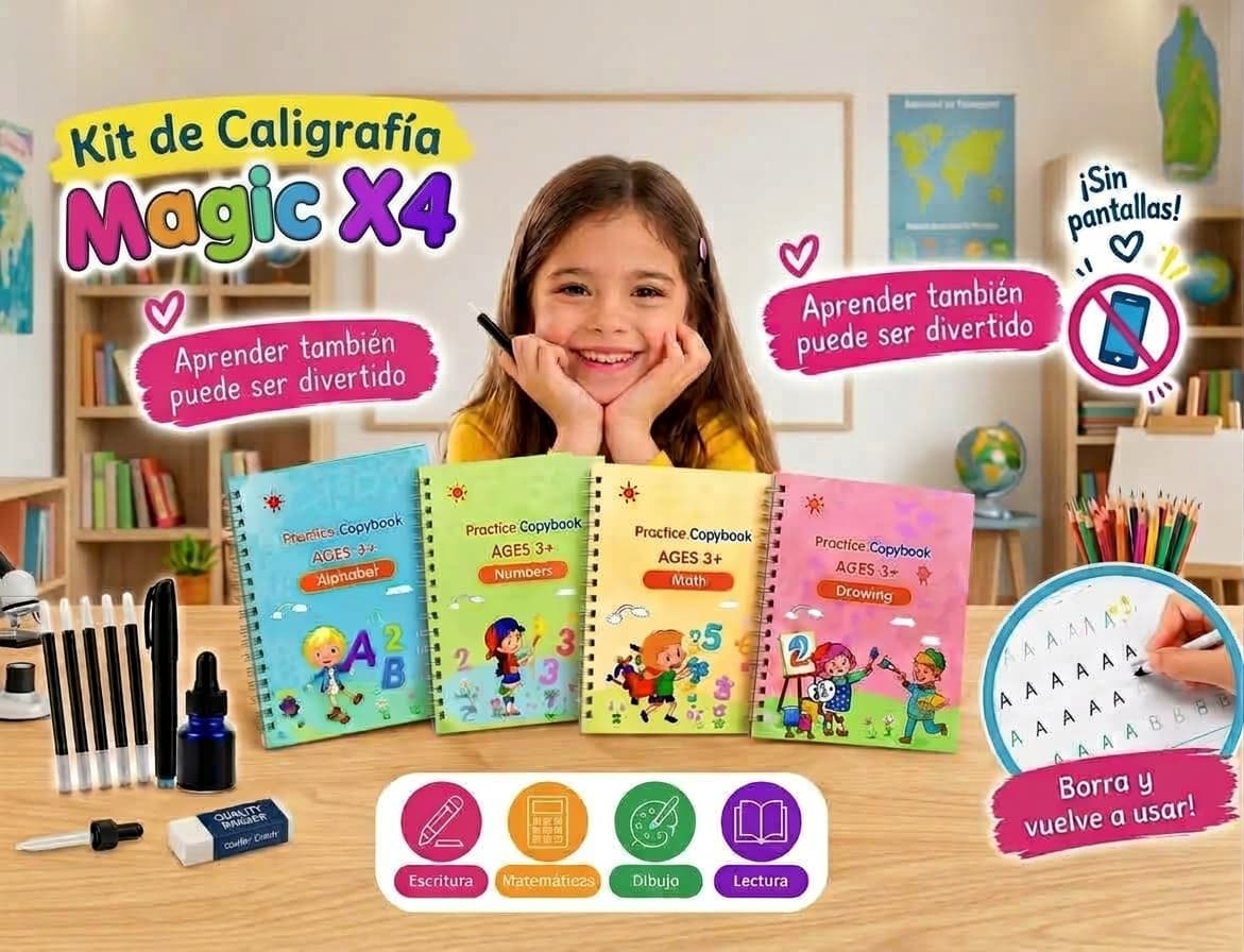 KIT DE CALIGRAFIA MAGIC X4 📚✏️