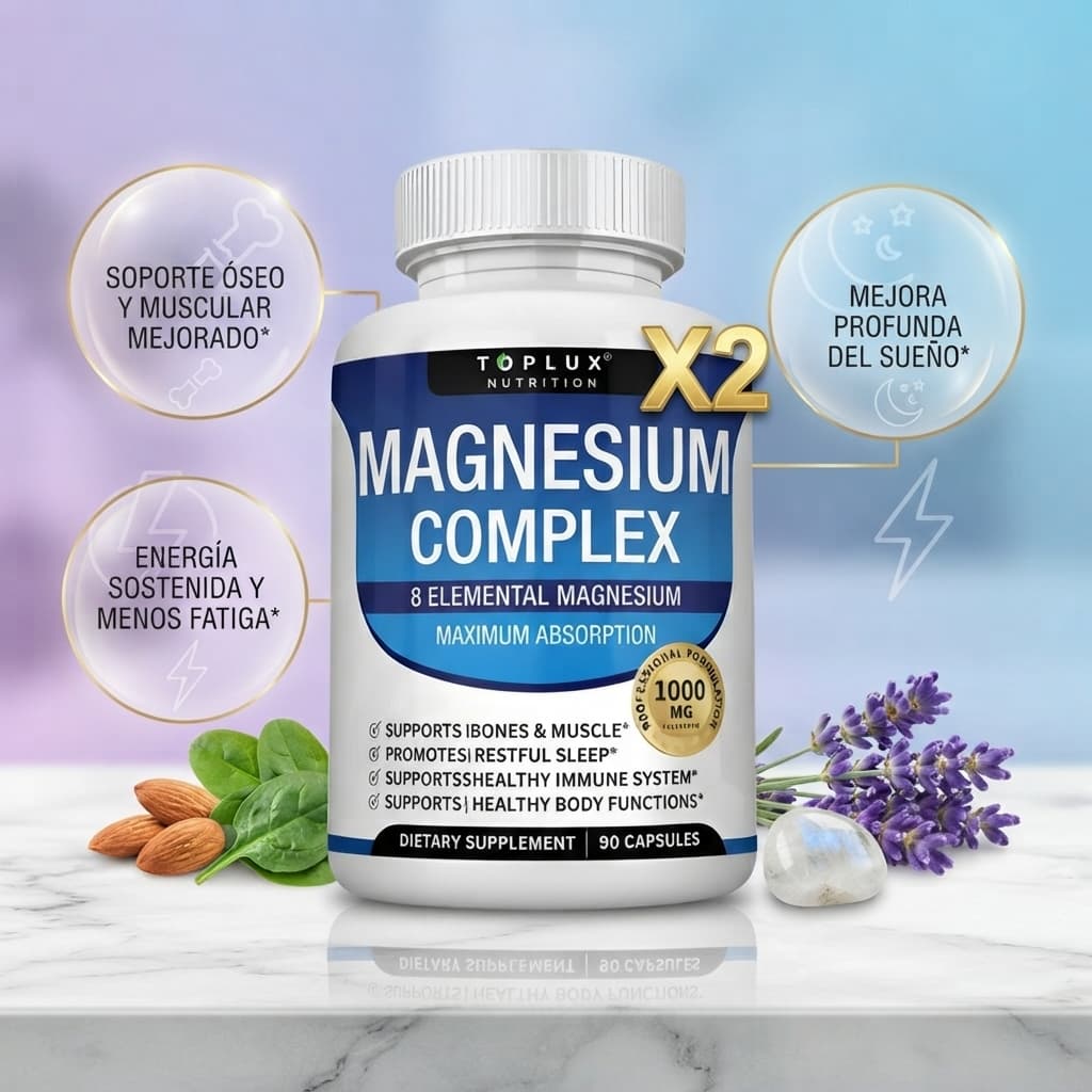 📦 Pack x2 Magnesio Complex Toplux 1000mg | 8 Formas de Magnesio de Alta Absorción 💊✨